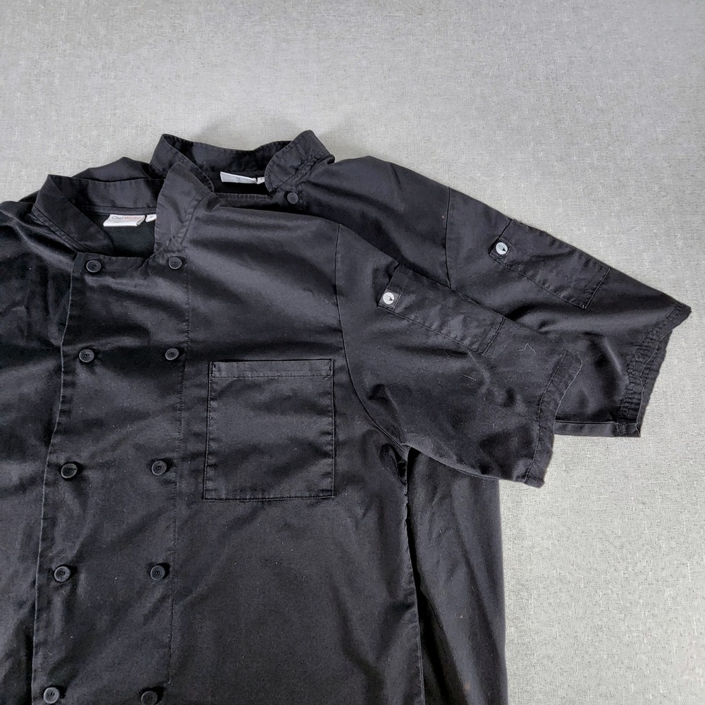Lot 2 Chef Works Montreal Cool Vent Chef Coats Mens XL Jacket Black Short Sleeve